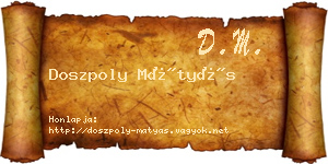 Doszpoly Mátyás névjegykártya